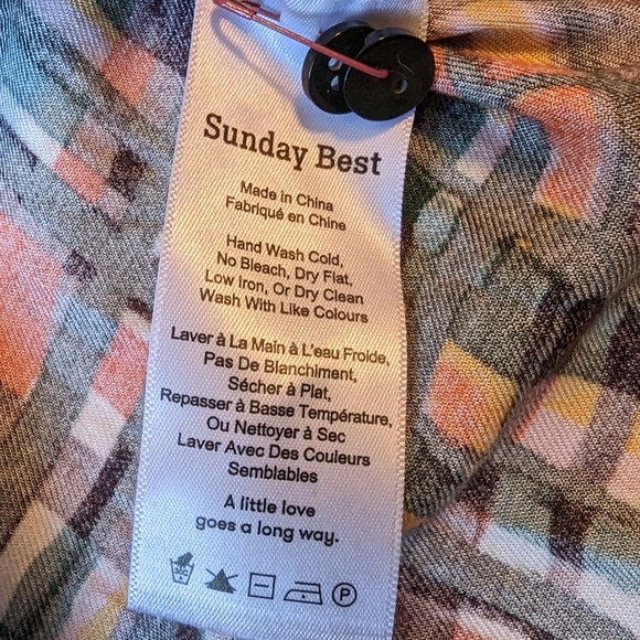 Sunday Best - Aritzia - Rainbow Plaid Shirt - Sz Small - Picture 4 of 5